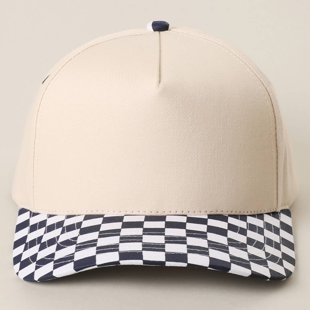 CHECKERBOARD Brim Two-Tone Trucker Hat: RED / ONE SIZE