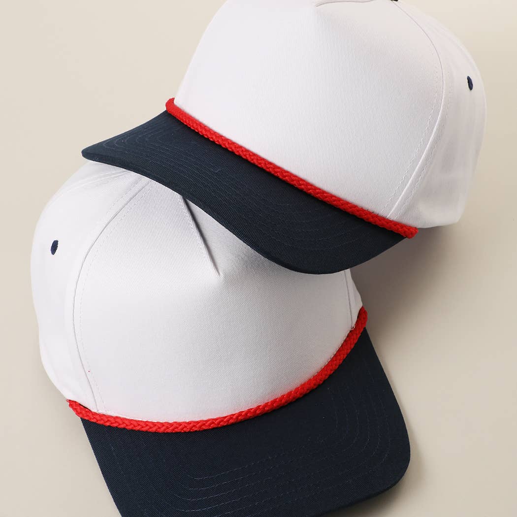 Plain Two Tone Rope Trucker Hat: USA / ONE SIZE