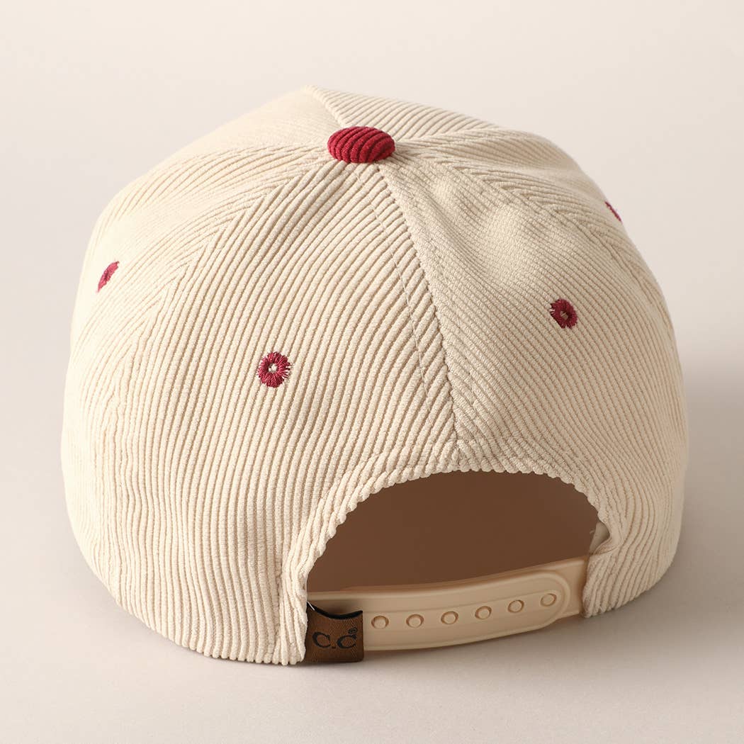 Plain Two Tone Corduroy 5 Panel Trucker Hat: BLACK / ONE SIZE