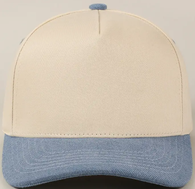 Kids Plain Two Tone Canvas Cotton Baseball Cap : Black / ONE SIZE