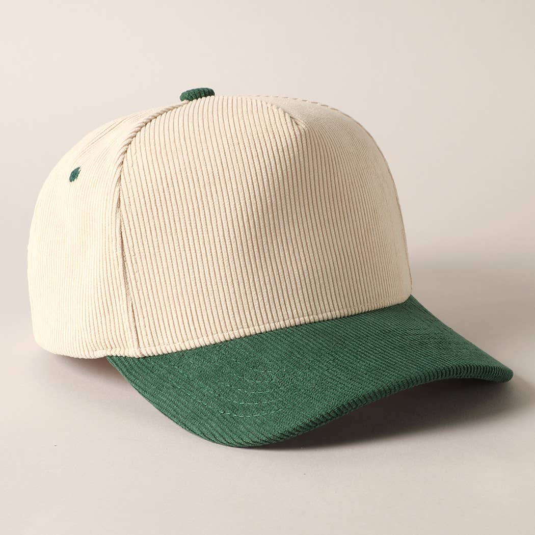 Plain Two Tone Corduroy 5 Panel Trucker Hat: BURGUNDY / ONE SIZE