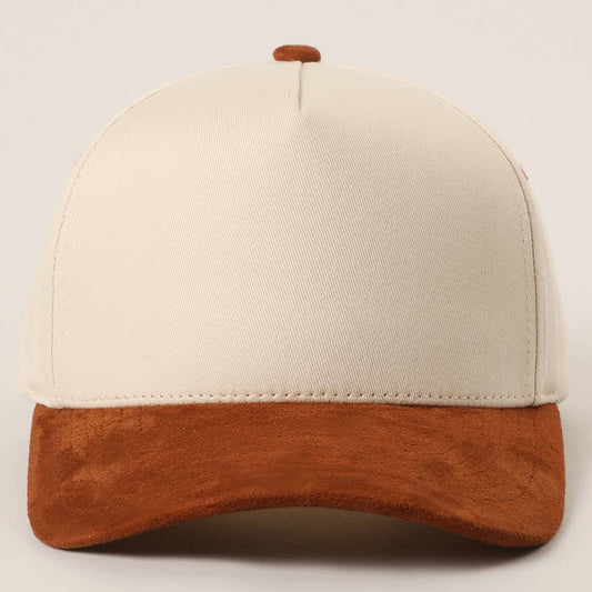 Plain Two Tone Suede Canvas Bill Trucker Hat  : CNM / One SIze