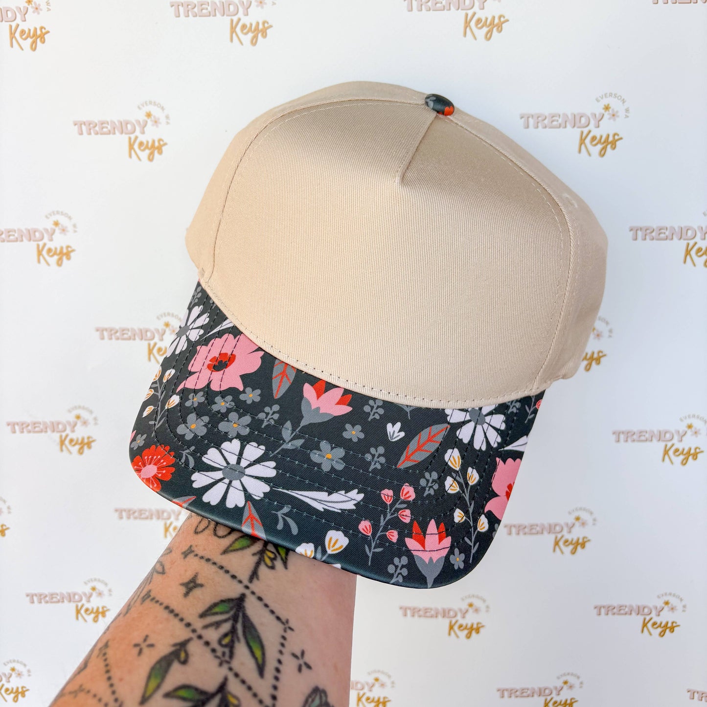 Canvas Front Ball Cap - TK Original Designs: Tan w/ Aztec Stripes Pattern