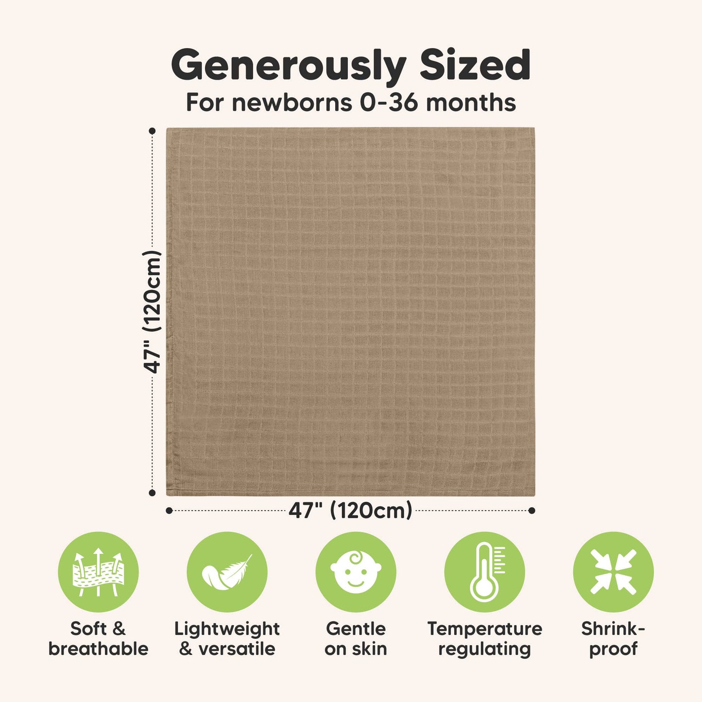 KeaBabies Lumi Muslin Swaddle Blankets: Spice