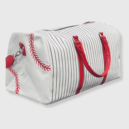 Baseball White Red Duffel Bag