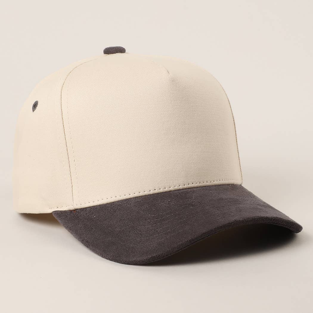 Plain Two Tone Suede Canvas Bill Trucker Hat  : CNM / One SIze