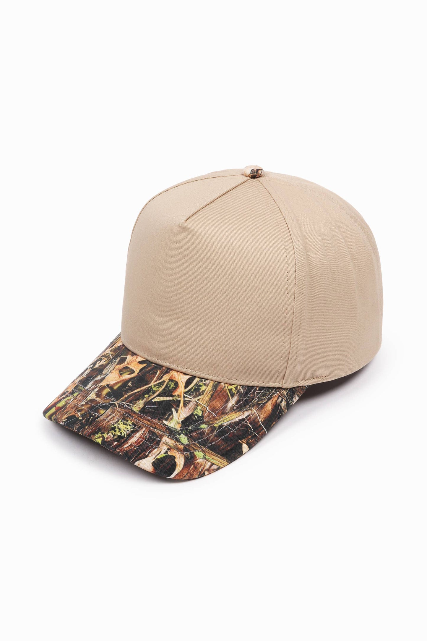 CAMO Print brim 5 Panel Baseball Cap: CAMO
