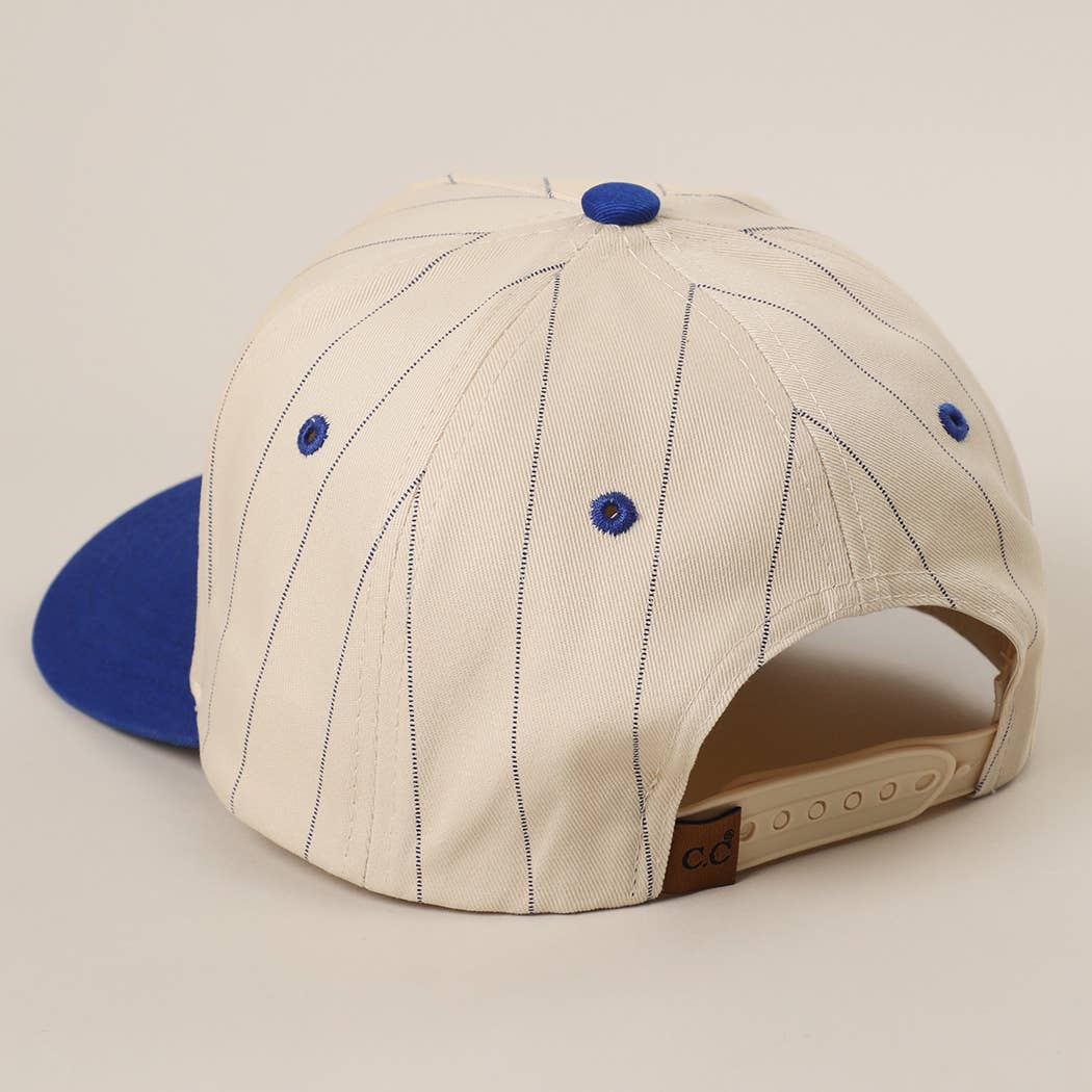 Two-Tone Pinstripe Canvas Trucker Hat: BLK / One Size