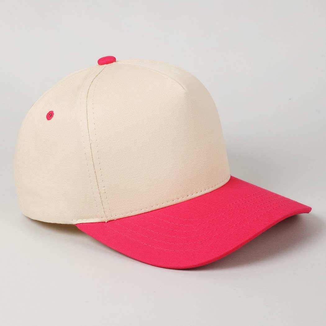 Kids Plain Two Tone Canvas Cotton Baseball Cap : Black / ONE SIZE