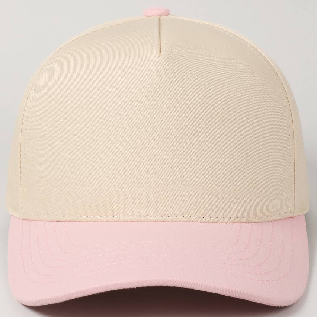 Kids Plain Two Tone Canvas Cotton Baseball Cap : Black / ONE SIZE