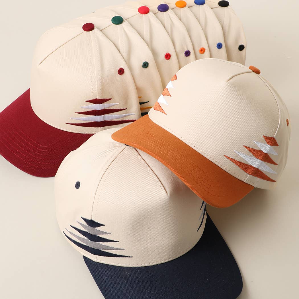 Two-Tone Diamond Cut Embroidered Trucker Hat: BLACK/RED / ONE SIZE
