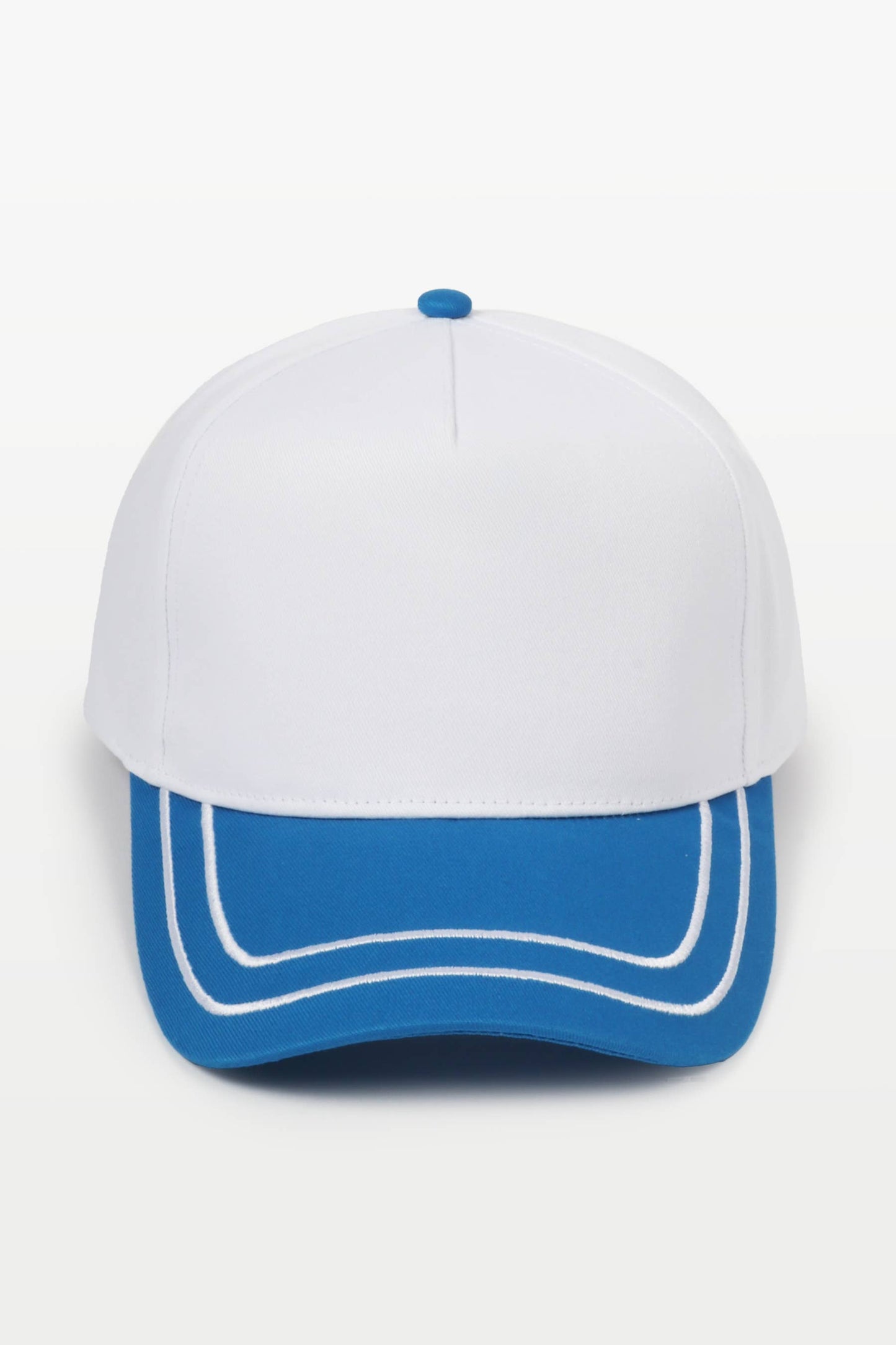 Retro Stripe Brim Two Tone 5-Panel Cap: Blue
