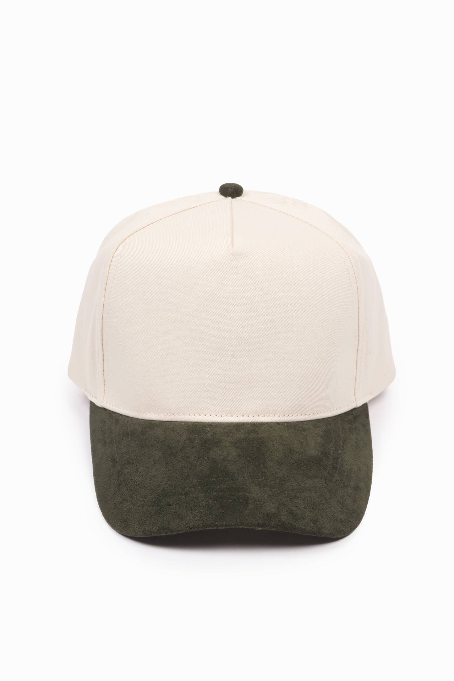 SUEDE BRIM 5 Panel Baseball Cap: Cognac