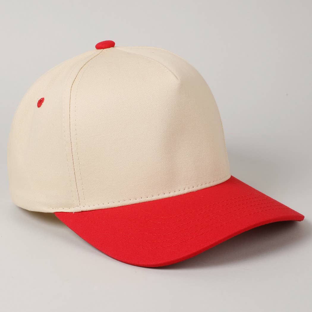 Kids Plain Two Tone Canvas Cotton Baseball Cap : Black / ONE SIZE