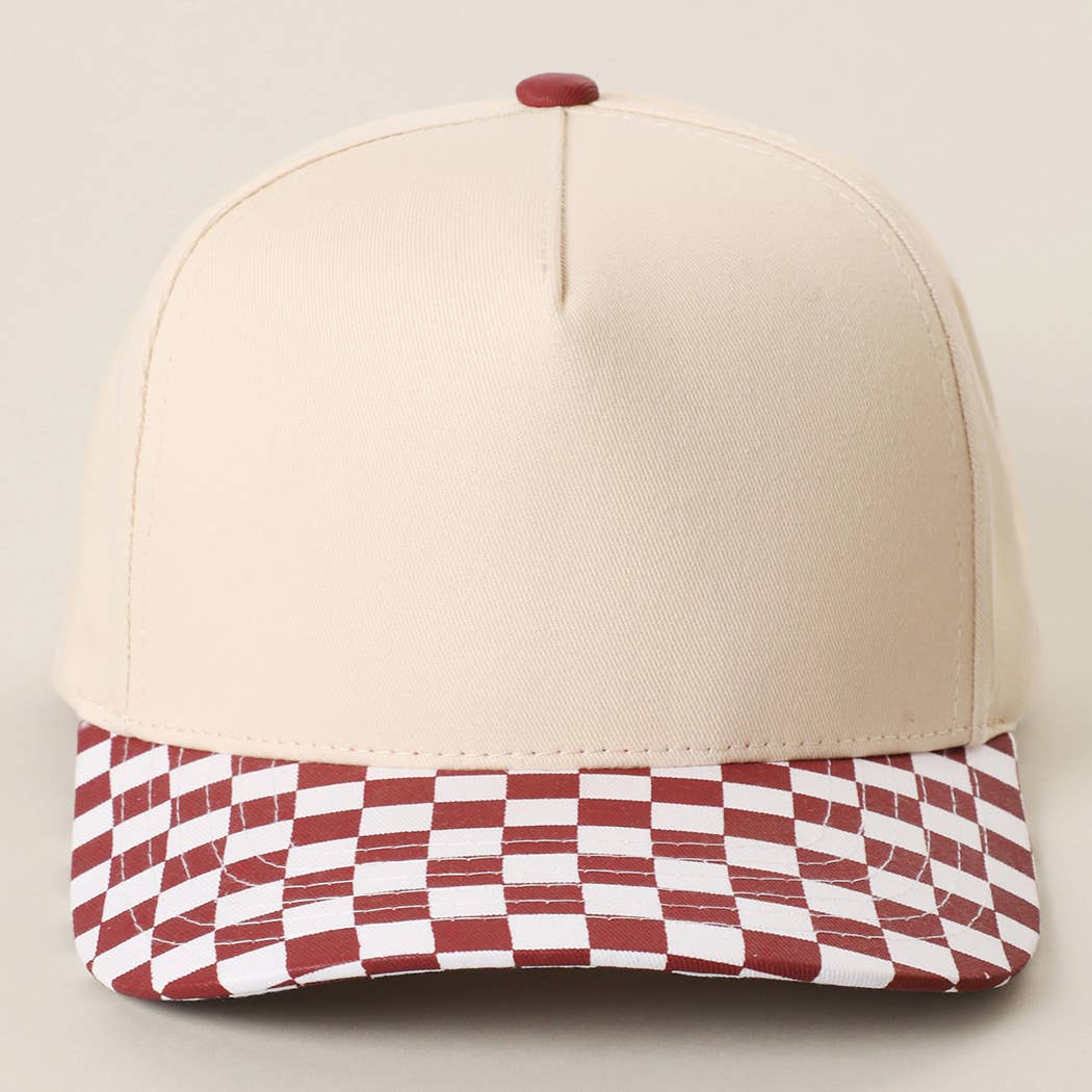 CHECKERBOARD Brim Two-Tone Trucker Hat: ORG / ONE SIZE