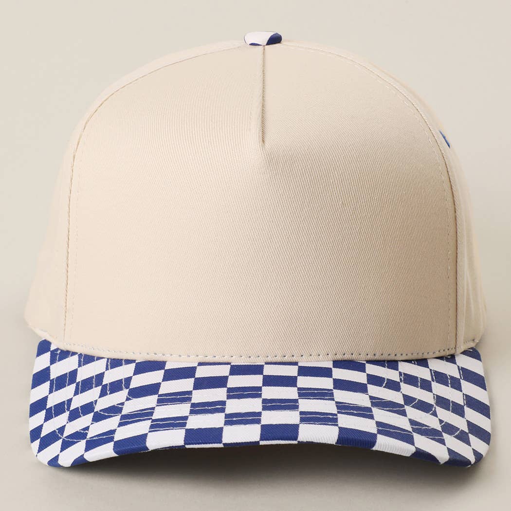 CHECKERBOARD Brim Two-Tone Trucker Hat: BLK / ONE SIZE