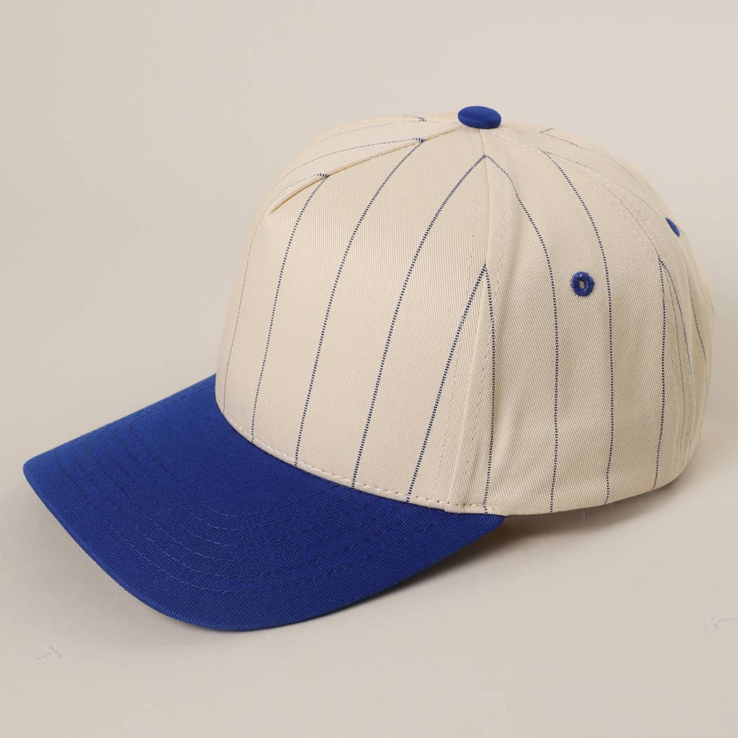 Two-Tone Pinstripe Canvas Trucker Hat: RED / One Size