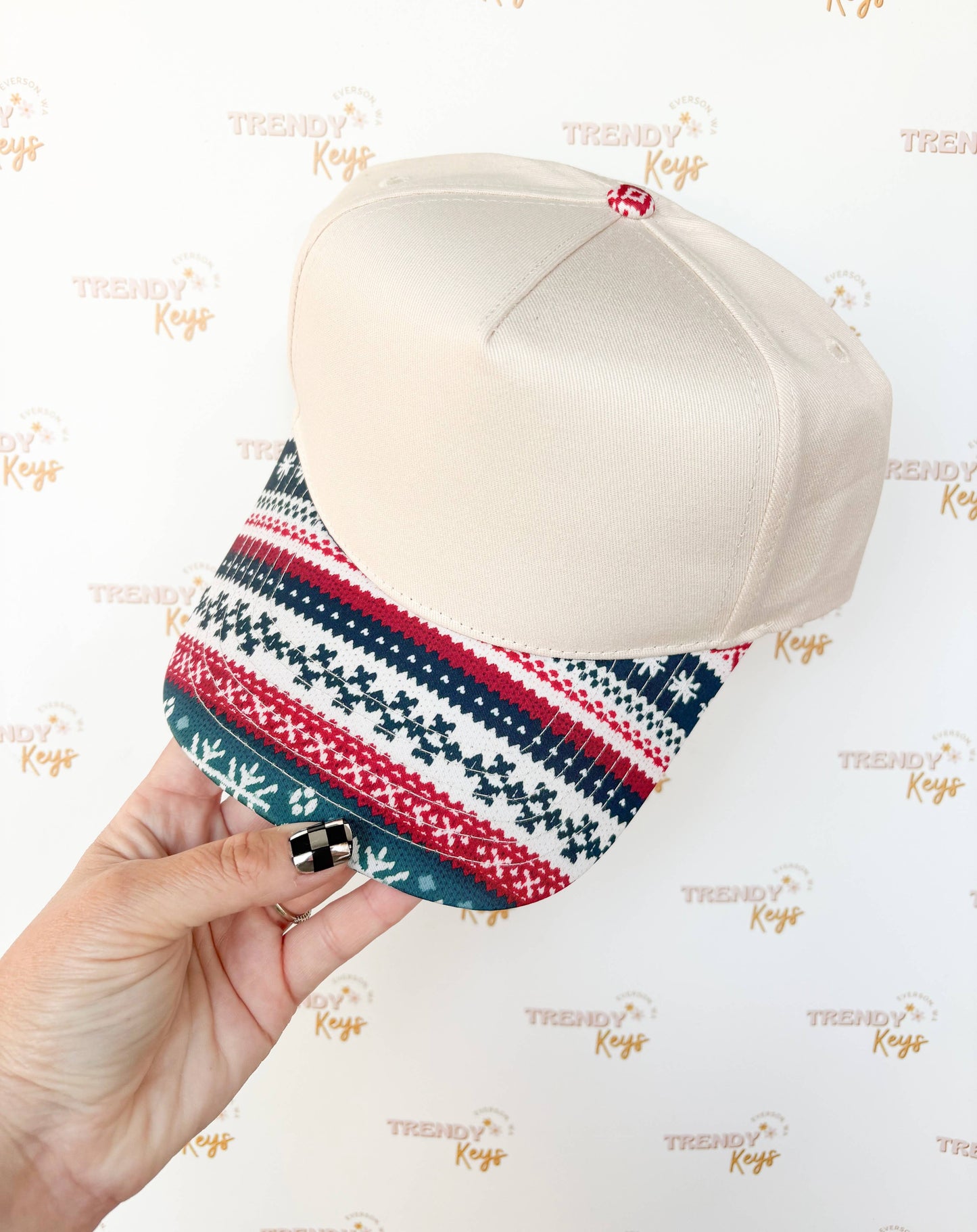 Canvas Front Ball Cap - TK Original Designs: Tan w/ Aztec Stripes Pattern