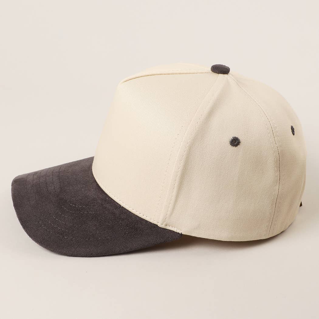 Plain Two Tone Suede Canvas Bill Trucker Hat  : CNM / One SIze