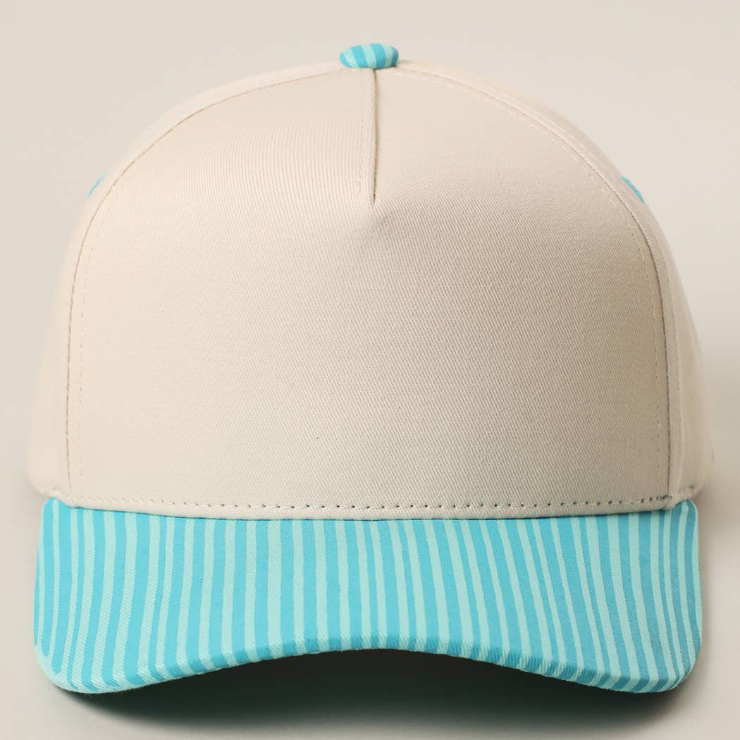 STRIPED BILL TRUCKER HAT : MINT / ONE SIZE