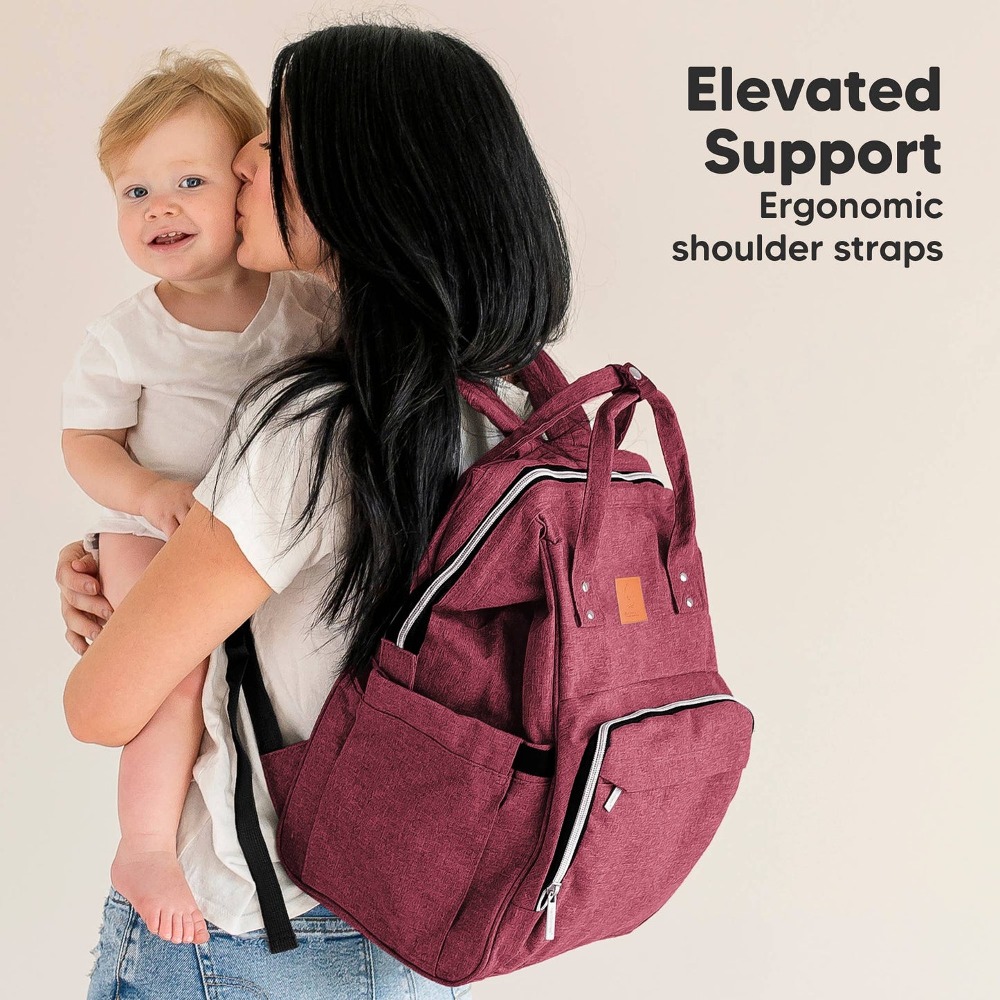 Original Diaper Bag Backpack, Baby Bags with Changing Pad: Rustic Red