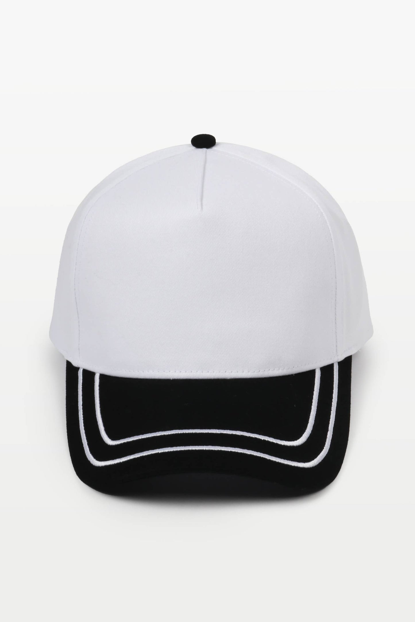 Retro Stripe Brim Two Tone 5-Panel Cap: Blue
