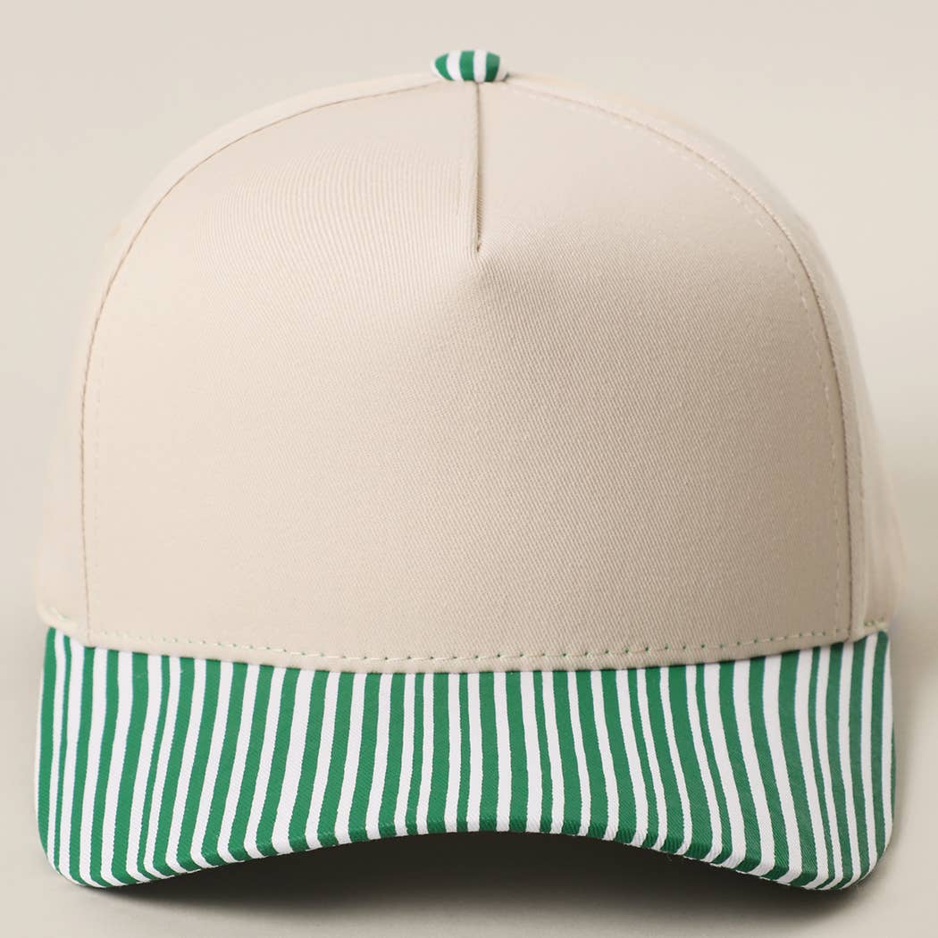 STRIPED BILL TRUCKER HAT : MINT / ONE SIZE
