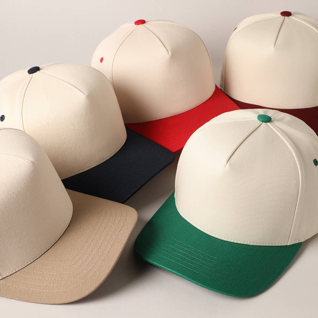 Plain Two-Tone Canvas Cotton Trucker Hat: HOT PINK / ONE SIZE