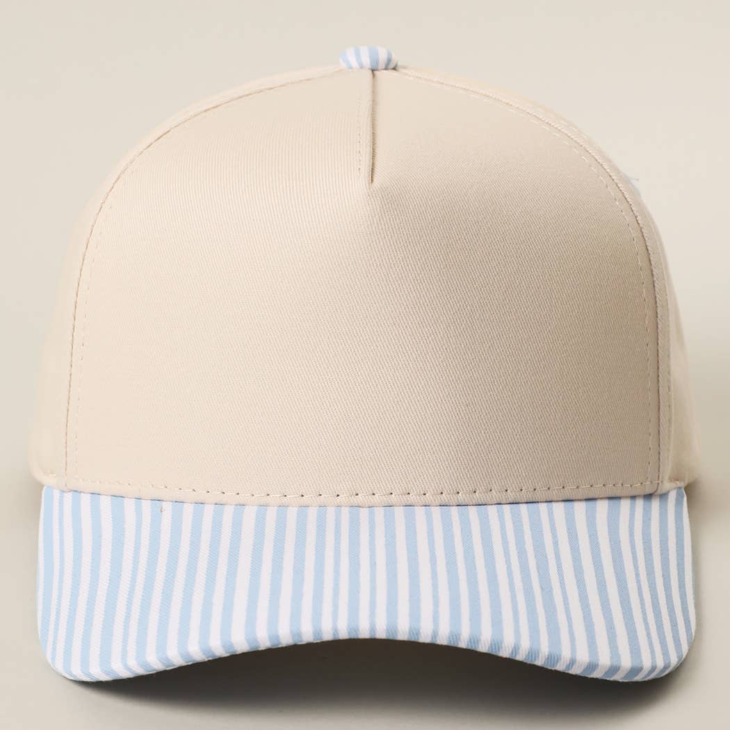 STRIPED BILL TRUCKER HAT : MINT / ONE SIZE