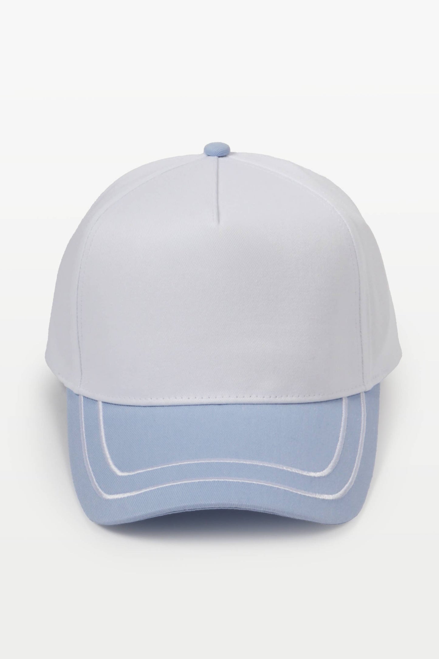 Retro Stripe Brim Two Tone 5-Panel Cap: Blue