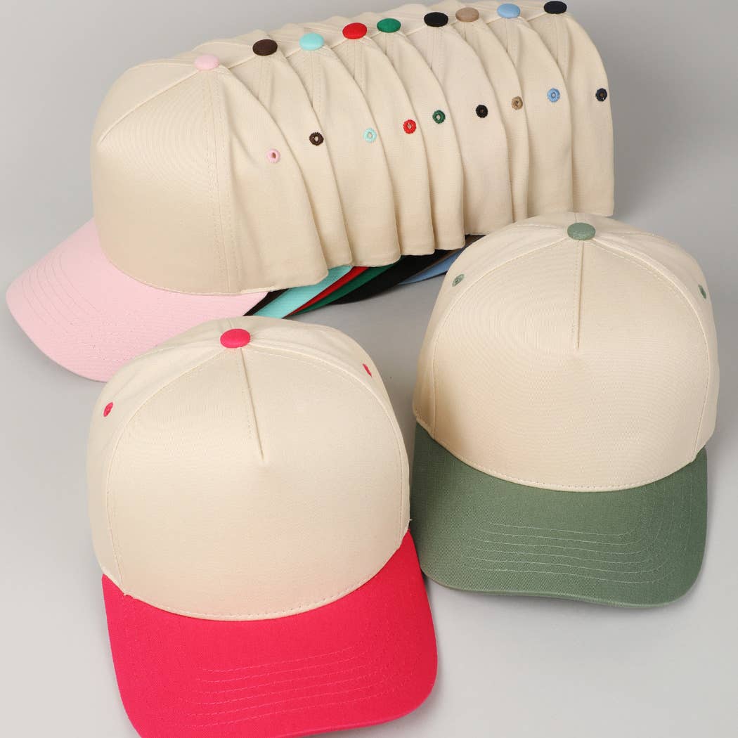 Plain Two-Tone Canvas Cotton Trucker Hat: MINT / ONE SIZE